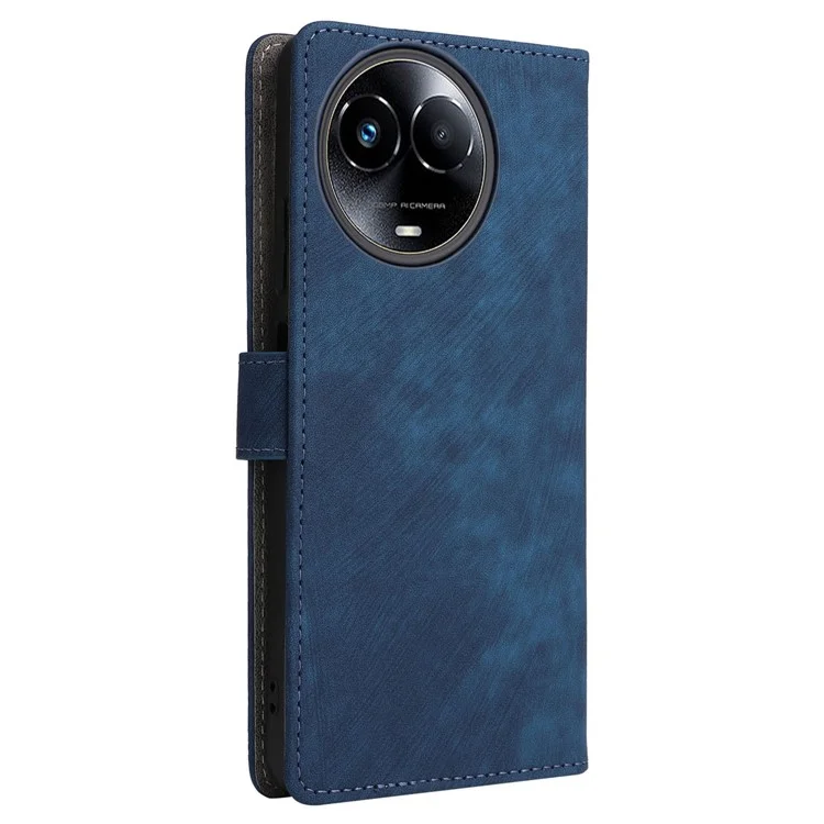 Para Realme 11 5G (Global) / 11x 5G Capa de Couro RFID Blocking Stand Magnetic Closure Phone Cover - Azul