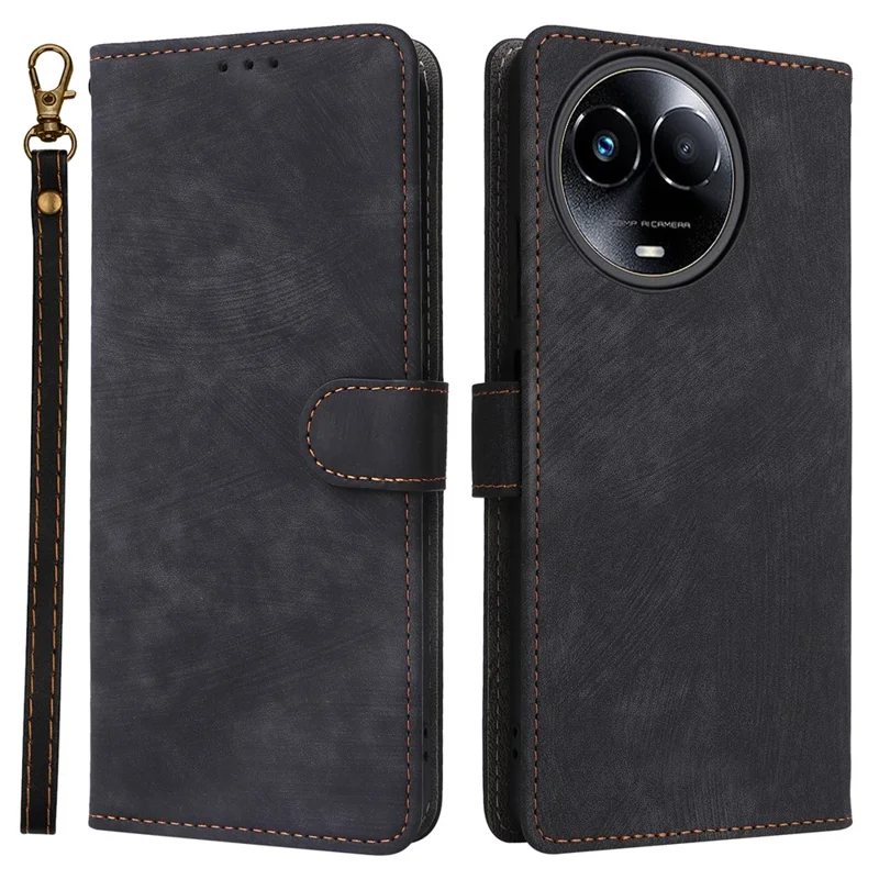 For Realme 11 5G (Global) / 11x 5G Leather Case RFID Blocking Stand Magnetic Closure Phone Cover - Black
