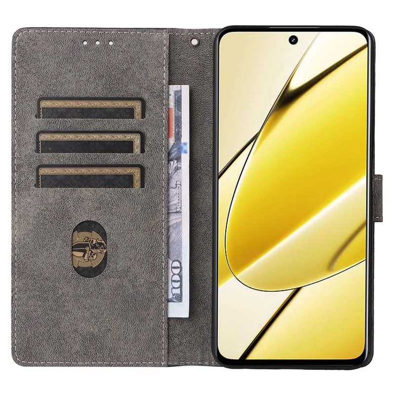 For Realme 11 5G (Global) / 11x 5G Leather Case RFID Blocking Stand Magnetic Closure Phone Cover - Black