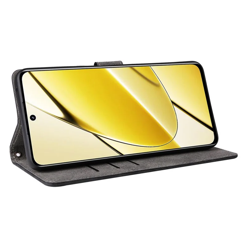 For Realme 11 5G (Global) / 11x 5G Leather Case RFID Blocking Stand Magnetic Closure Phone Cover - Black