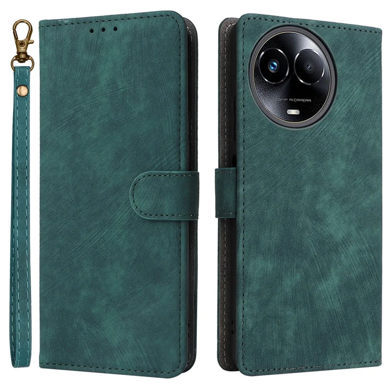 For Realme 11 5G (Global) / 11x 5G Leather Case RFID Blocking Stand Magnetic Closure Phone Cover - Green