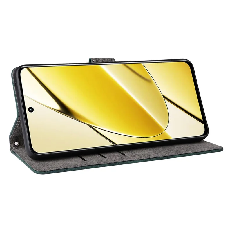 For Realme 11 5G (Global) / 11x 5G Leather Case RFID Blocking Stand Magnetic Closure Phone Cover - Green