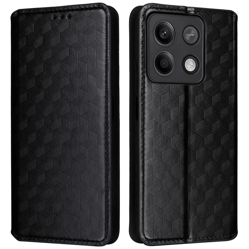 Pour Xiaomi Redmi Note 13 Pro 5G / Poco X6 5G Étui de téléphone portable Imprinted Magnetic Closing Cover avec portefeuille - Noir