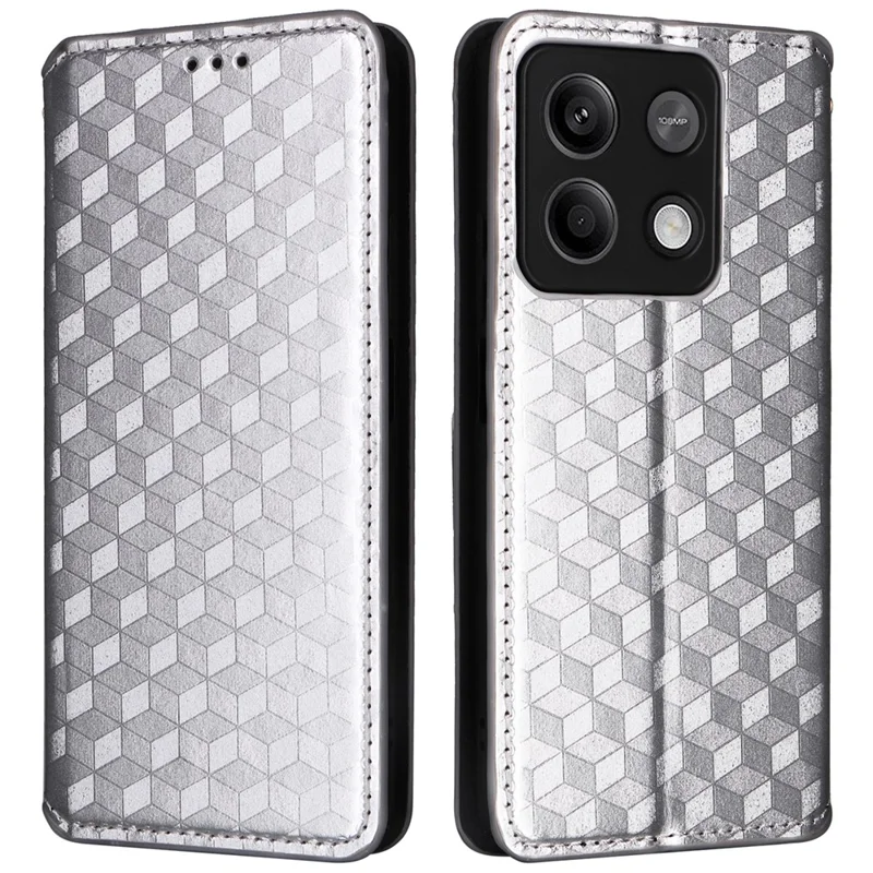 Étui pour téléphone portable Xiaomi Redmi Note 13 Pro 5G / Poco X6 5G avec fermeture magnétique imprimée et portefeuille - Argent