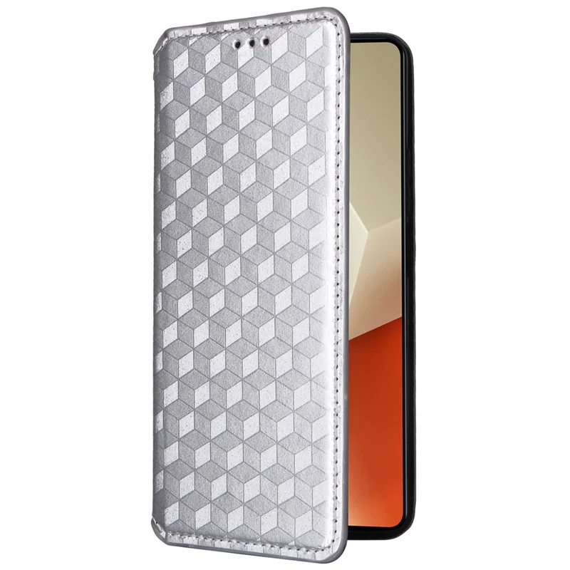 Étui pour téléphone portable Xiaomi Redmi Note 13 Pro 5G / Poco X6 5G avec fermeture magnétique imprimée et portefeuille - Argent