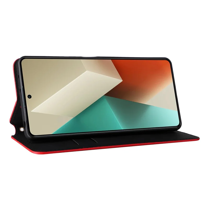 For Xiaomi Redmi Note 13 Pro 5G / Poco X6 5G Cell Phone Case Imprinted Magnetic Closing Cover with Wallet - Red