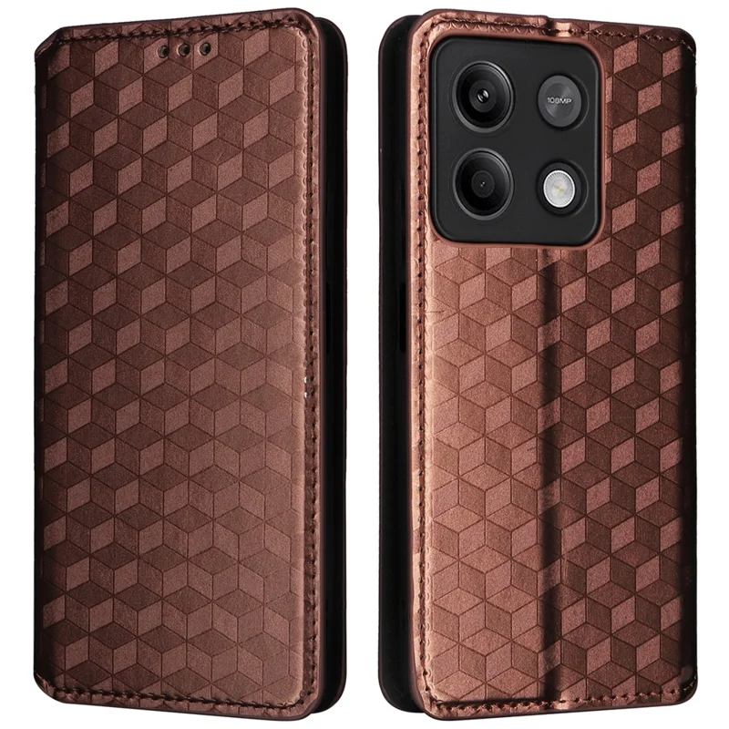 For Xiaomi Redmi Note 13 Pro 5G / Poco X6 5G Cell Phone Case Imprinted Magnetic Closing Cover with Wallet - Brown