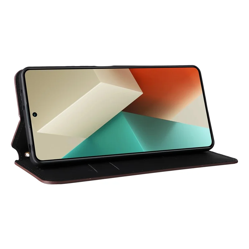 For Xiaomi Redmi Note 13 Pro 5G / Poco X6 5G Cell Phone Case Imprinted Magnetic Closing Cover with Wallet - Brown