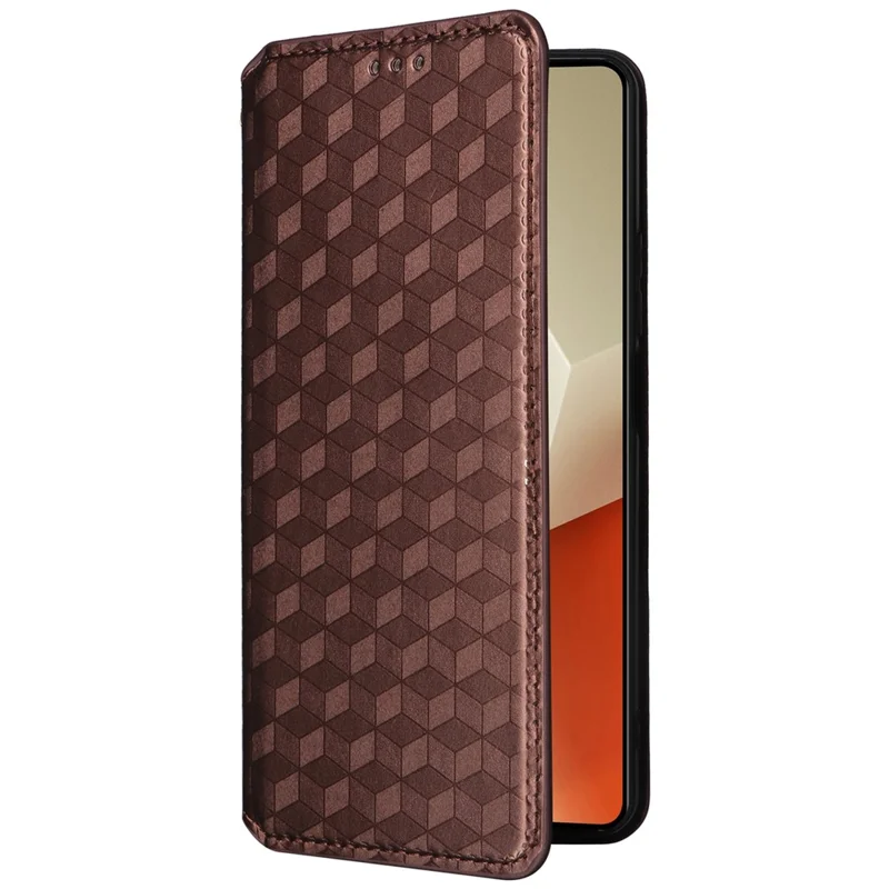 For Xiaomi Redmi Note 13 Pro 5G / Poco X6 5G Cell Phone Case Imprinted Magnetic Closing Cover with Wallet - Brown