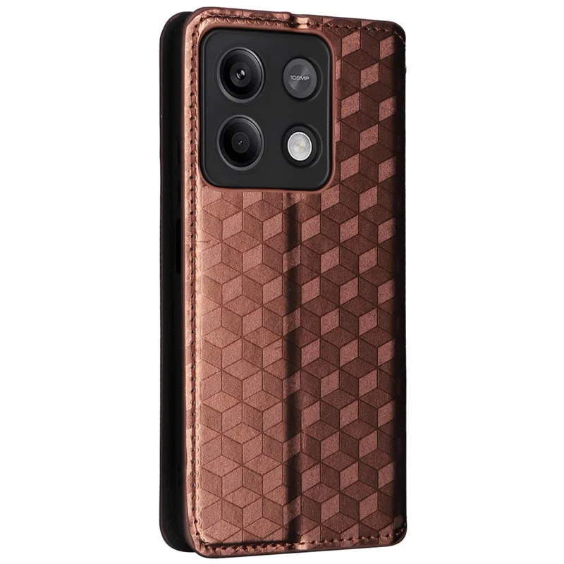 For Xiaomi Redmi Note 13 Pro 5G / Poco X6 5G Cell Phone Case Imprinted Magnetic Closing Cover with Wallet - Brown