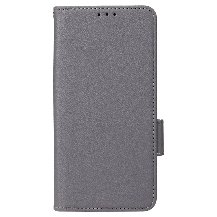 Для Xiaomi Redmi Note 13 Pro 5G / Poco X6 5G Чехол для сотового телефона Litchi Texture Leather Cover с ремешком - Серый