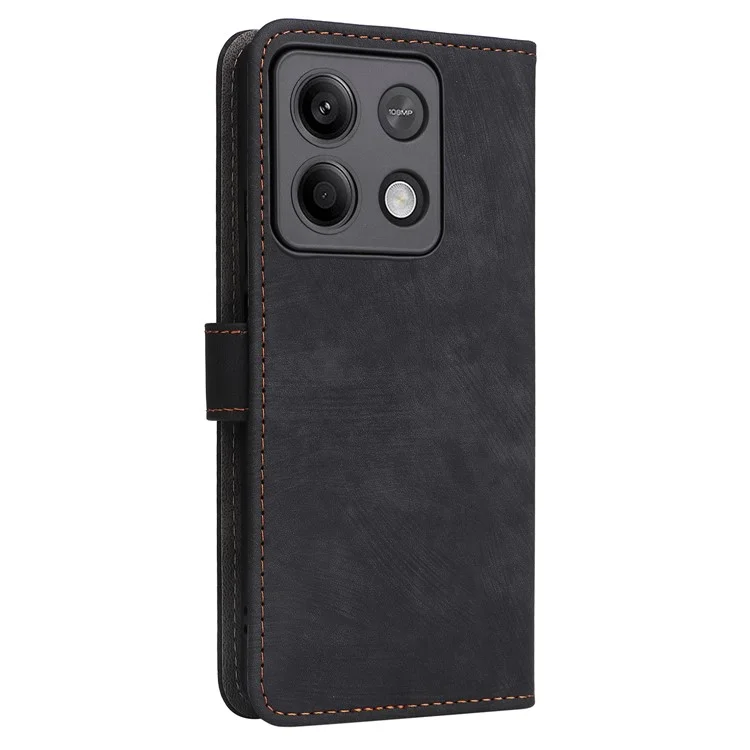 Für Xiaomi Redmi Note 13 Pro 5G / Poco X6 5G Smartphone-Hülle RFID-blockierende Brieftaschen-Lederhülle mit Gurt - Schwarz