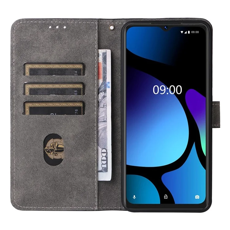 For itel A05s A663L Leather Wallet Case RFID Blocking Stand Flip Phone Cover - Black