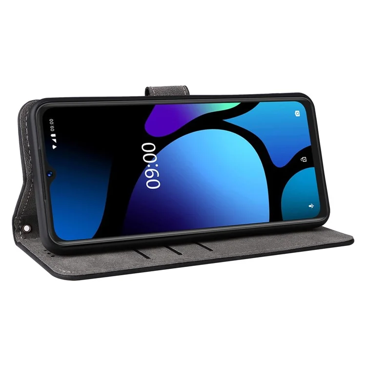 For itel A05s A663L Leather Wallet Case RFID Blocking Stand Flip Phone Cover - Black