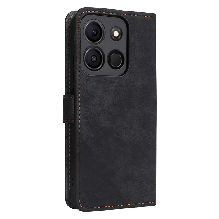 For itel A05s A663L Leather Wallet Case RFID Blocking Stand Flip Phone Cover - Black