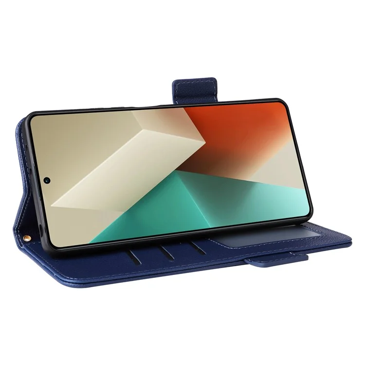 Für Xiaomi Redmi Note 13 5G Cover Lederbrieftasche Ständer Handyhülle mit Riemen - Dunkelblau