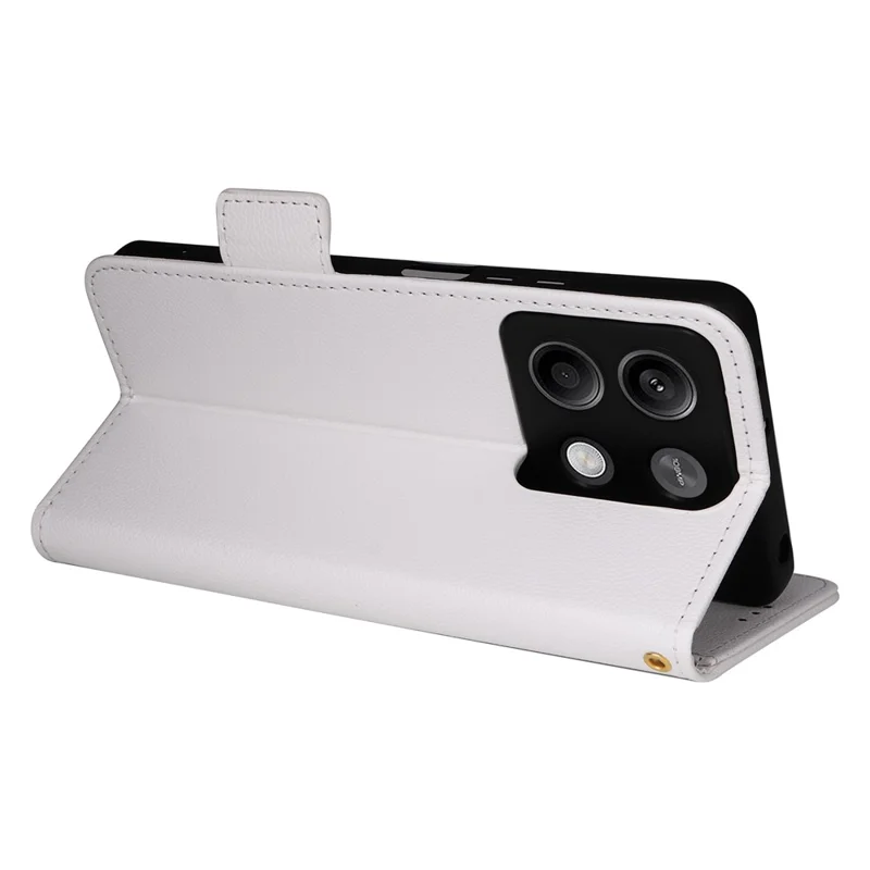For Xiaomi Redmi Note 13 5G Cover Leather Wallet Stand Cell Phone Case with Strap - White
