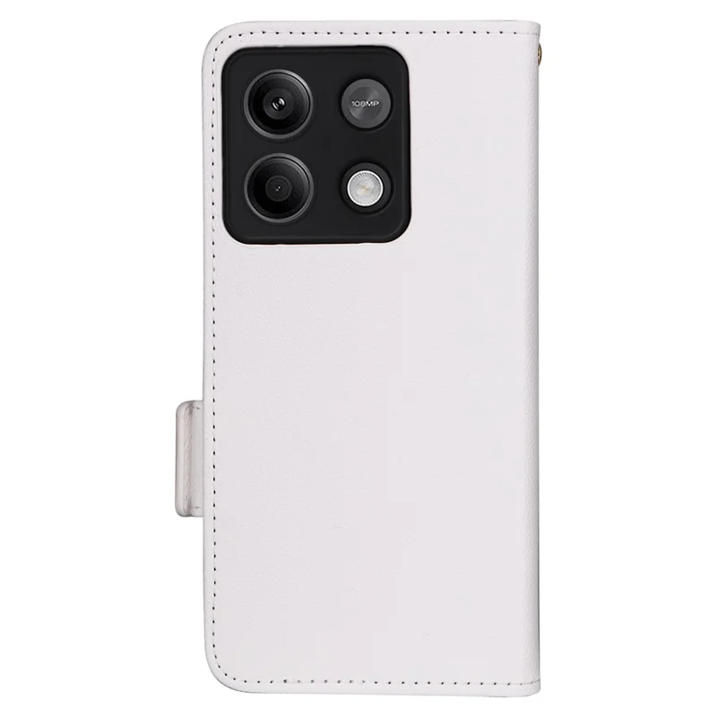 For Xiaomi Redmi Note 13 5G Cover Leather Wallet Stand Cell Phone Case with Strap - White