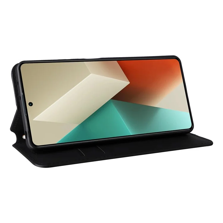 For Xiaomi Redmi Note 13 5G Cover Magnetic Closing Leather Wallet Cell Phone Case - Black