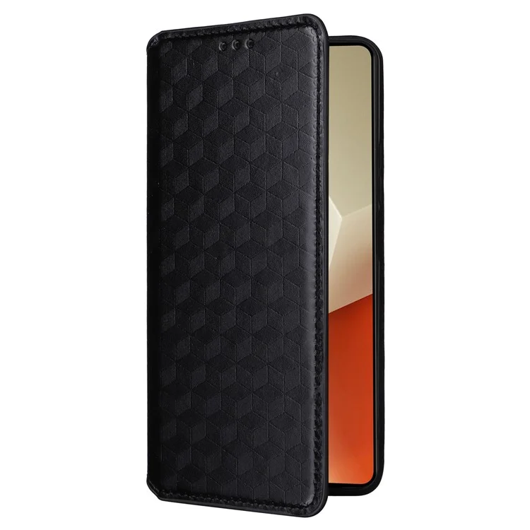For Xiaomi Redmi Note 13 5G Cover Magnetic Closing Leather Wallet Cell Phone Case - Black