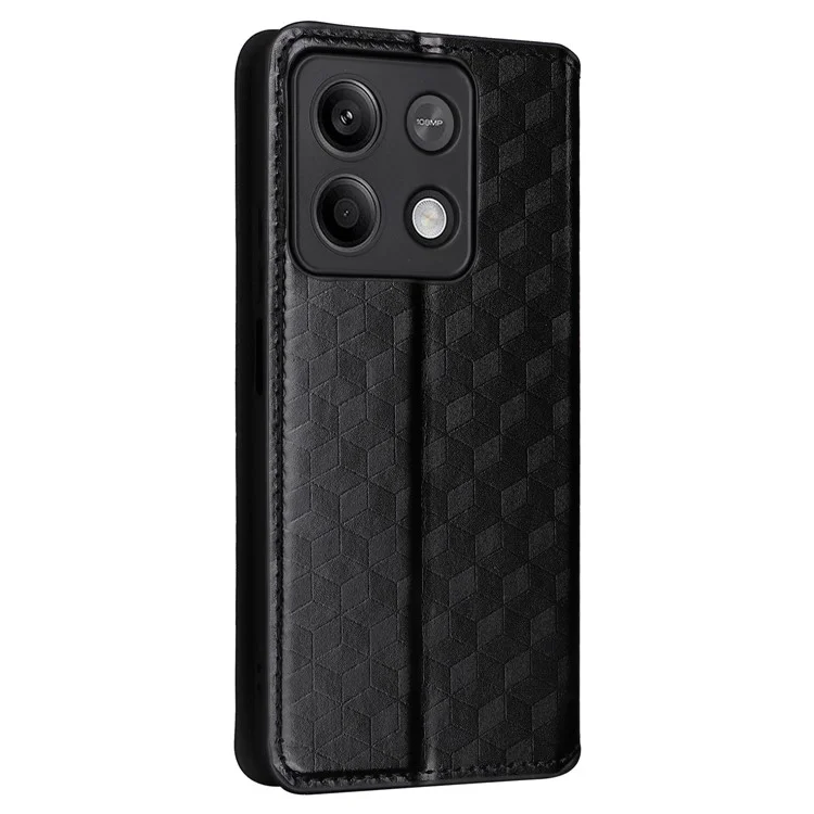 For Xiaomi Redmi Note 13 5G Cover Magnetic Closing Leather Wallet Cell Phone Case - Black