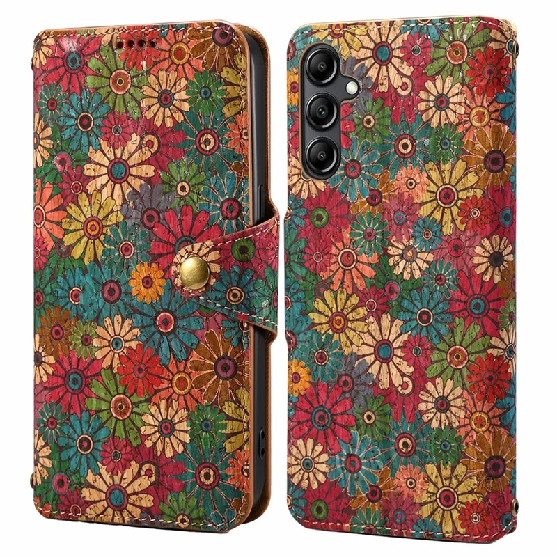 For Samsung Galaxy S24 Case Flip Flower Printing PU Leather+TPU Phone Stand Cover - Spring