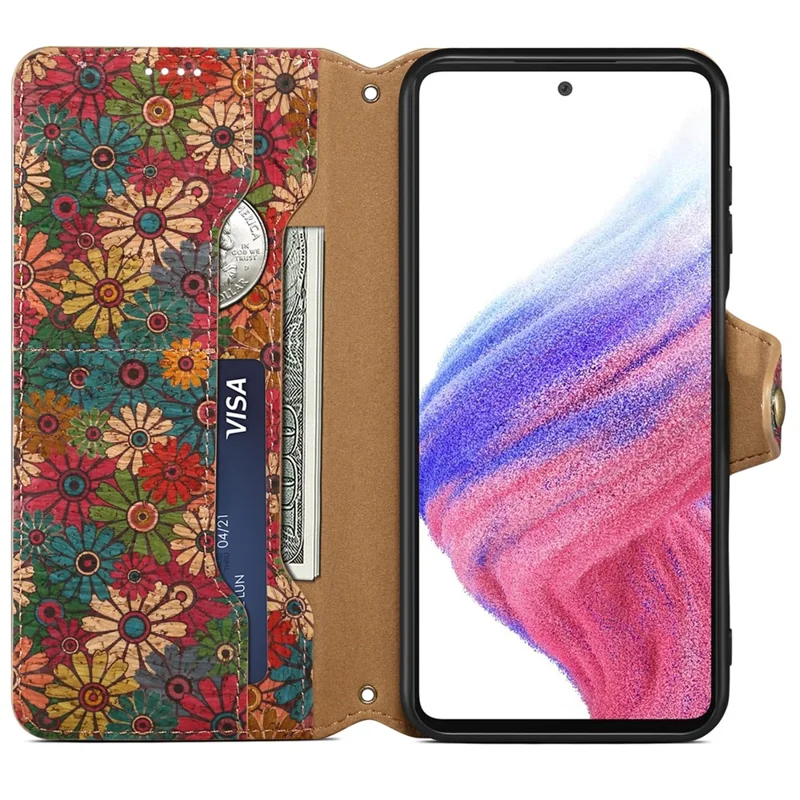For Samsung Galaxy S24 Case Flip Flower Printing PU Leather+TPU Phone Stand Cover - Spring