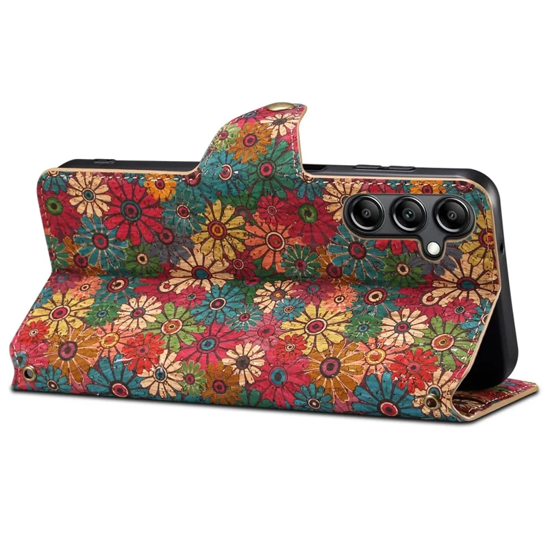 For Samsung Galaxy S24 Case Flip Flower Printing PU Leather+TPU Phone Stand Cover - Spring