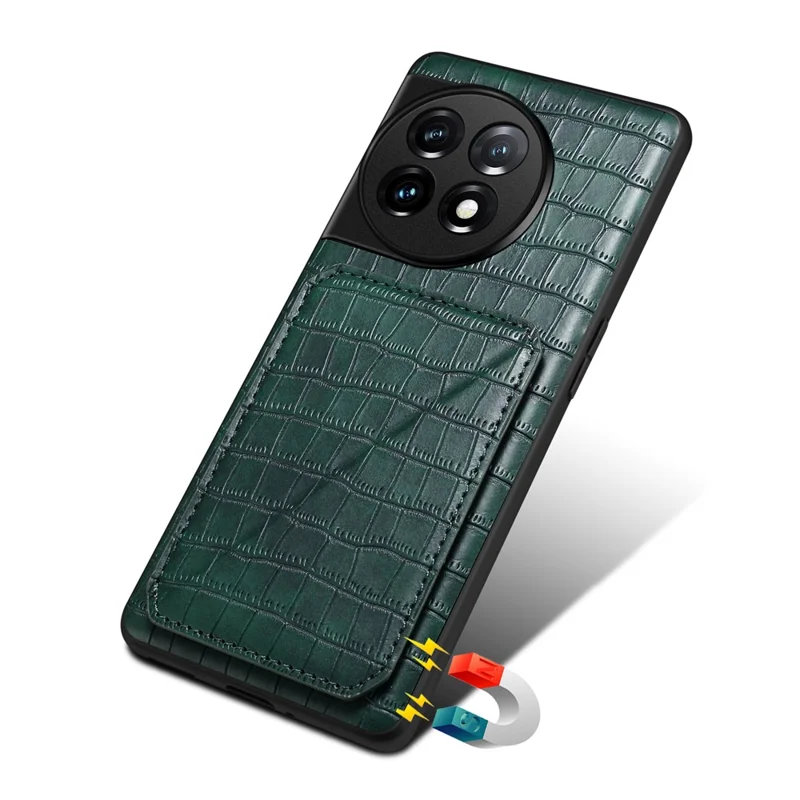 For OnePlus 11R 5G / Ace 2 5G Cell Phone Cases Leather+PC+TPU Shell with Hidden Card Slot - Green