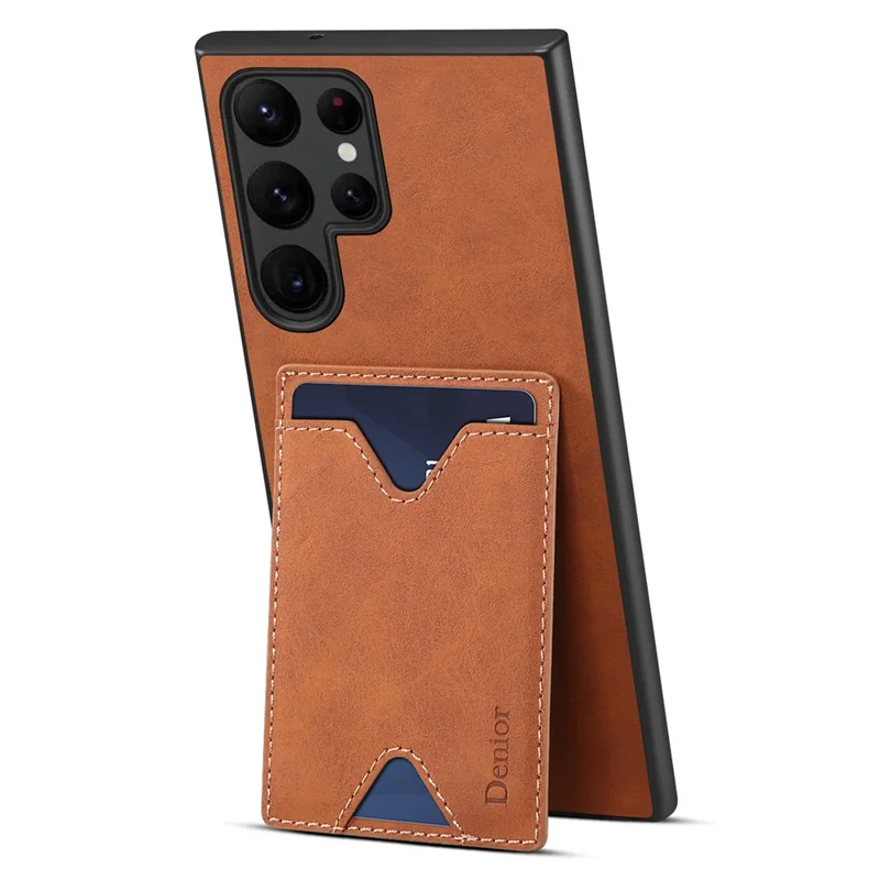 DENIOR для Samsung Galaxy S24 Ultra Чехол из искусственной кожи + ТПУ с держателем для карт и подставкой - коричневый