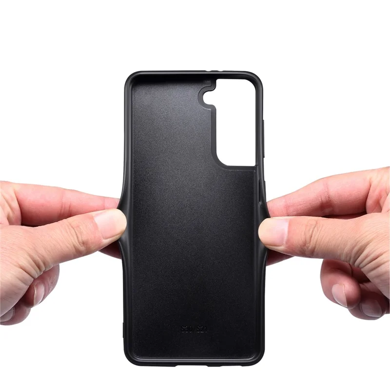 DENIOR Für Samsung Galaxy S24+ Hülle Stoßfest Leder+TPU Telefon-Cover mit Kartenfach - Braun