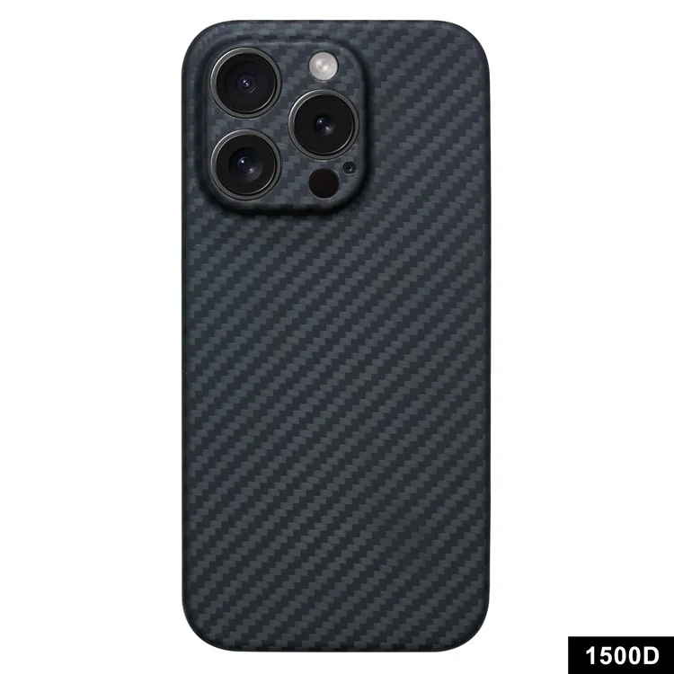 For iPhone 15 Pro Cover 1500D Coarse Texture Aramid Fiber Precise Cutout Phone Protective Shell - Matte Black