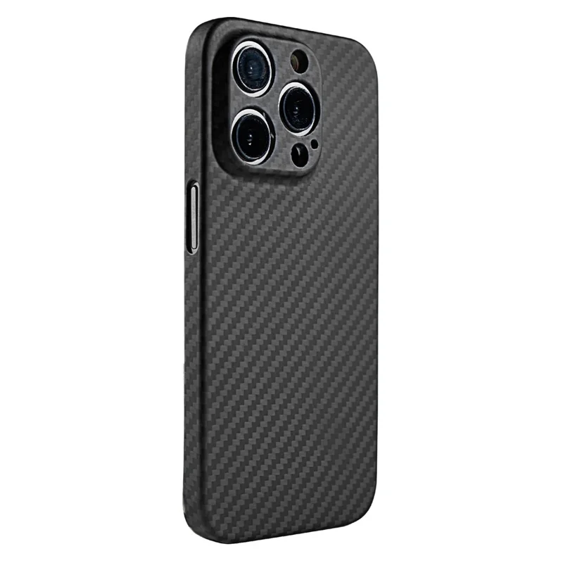 For iPhone 15 Pro Cover 1500D Coarse Texture Aramid Fiber Precise Cutout Phone Protective Shell - Matte Black