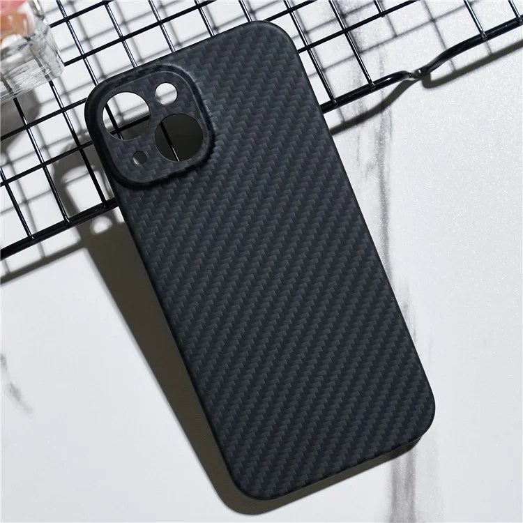 For iPhone 15 Cell Phone Case 1500D Coarse Texture Carbon Fiber Texture Protective Cover with Precise Cutout - Matte Black