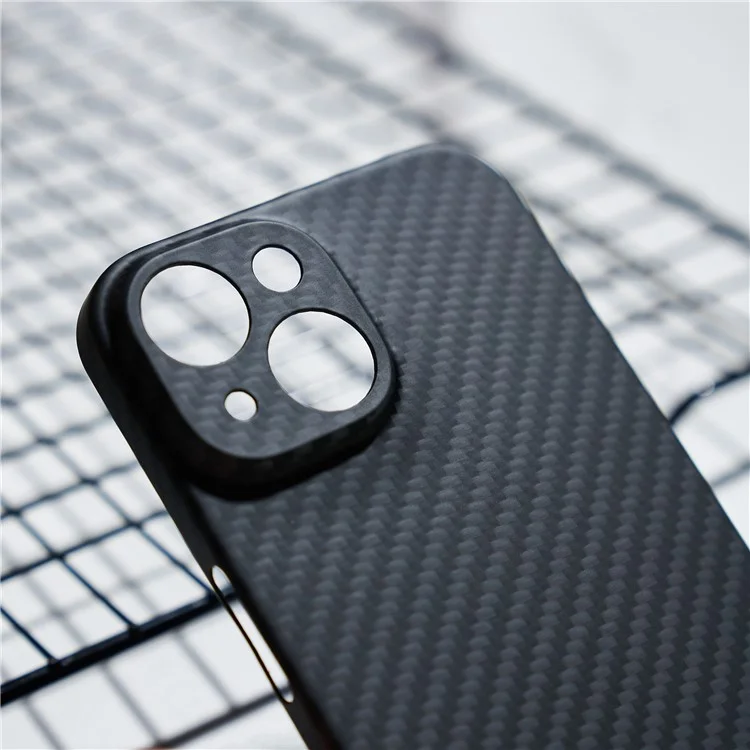 For iPhone 15 Cell Phone Case 1500D Coarse Texture Carbon Fiber Texture Protective Cover with Precise Cutout - Matte Black