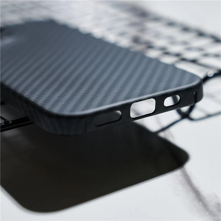 For iPhone 15 Cell Phone Case 1500D Coarse Texture Carbon Fiber Texture Protective Cover with Precise Cutout - Matte Black