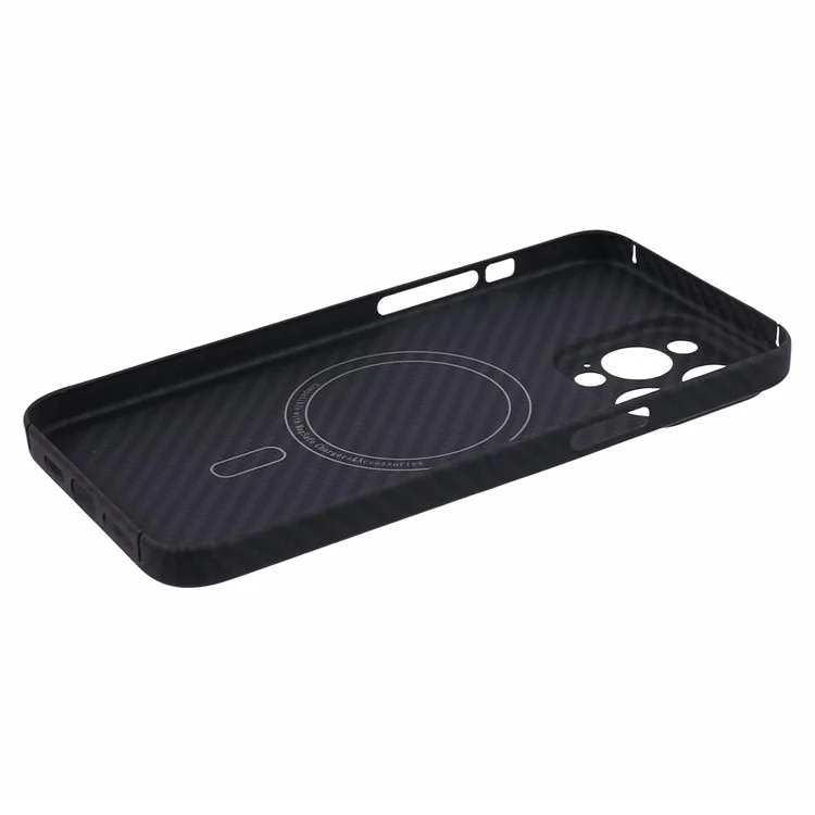 Чехол для iPhone 15 Pro Max, 1500D Coarse Texture Aramid Fiber, совместимый с MagSafe - матовый черный