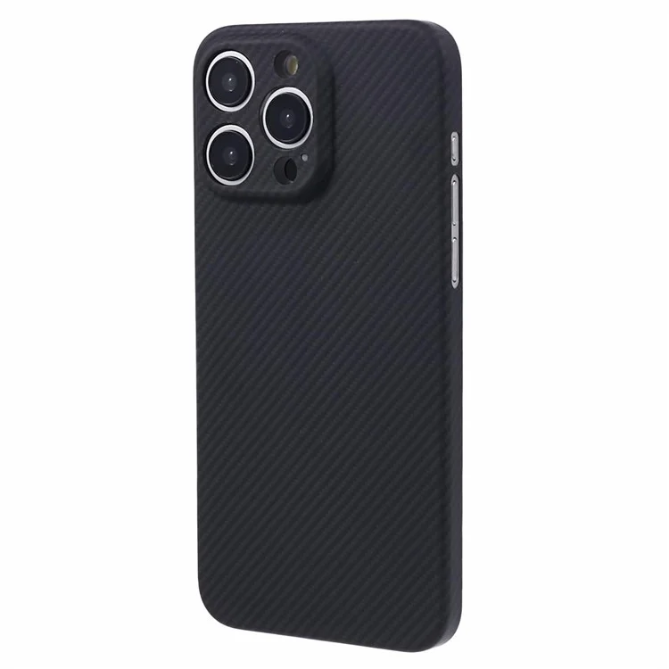 Fundas para iPhone 15 Pro Max Cell Phone Textura de fibra de carbono Fibra de aramida Tapa magnética - Negro mate