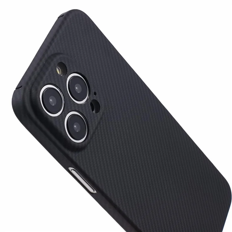 Fundas para iPhone 15 Pro Max Cell Phone Textura de fibra de carbono Fibra de aramida Tapa magnética - Negro mate