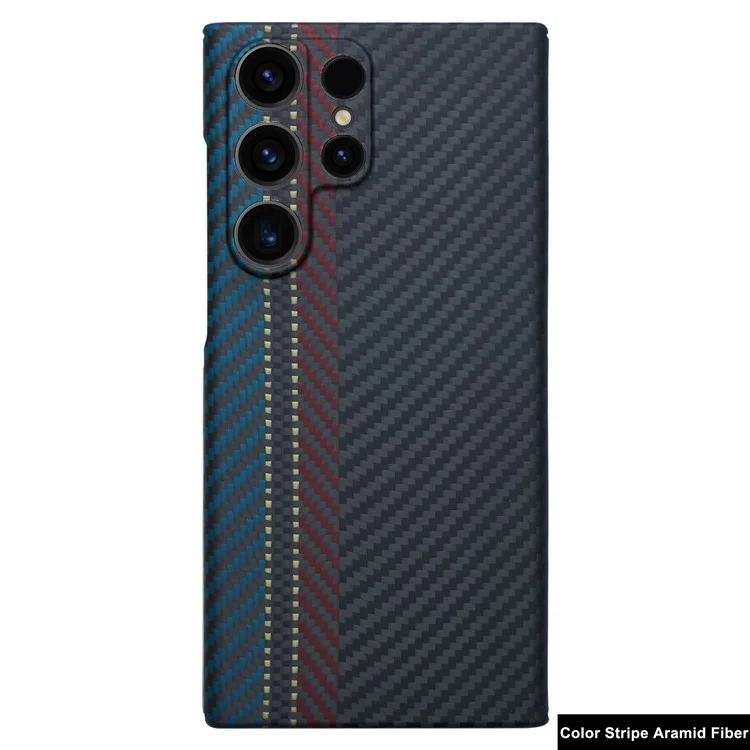 Funda para teléfono para Samsung Galaxy S23 Ultra Carcasa de fibra de aramida con rayas de color (Recorte preciso de la lente)