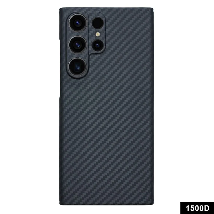 Für Samsung Galaxy S23 Ultra Case 1500D Grobe Textur Aramid-Faser Anti-Scratch Precise Cutout Phone Back Shell - Schwarz