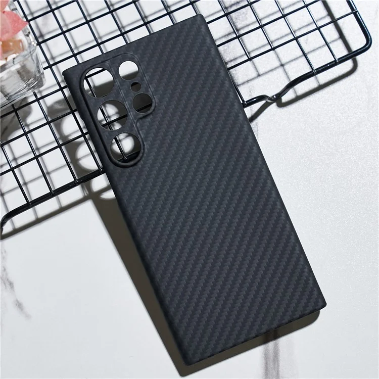 Für Samsung Galaxy S23 Ultra Case 1500D Grobe Textur Aramid-Faser Anti-Scratch Precise Cutout Phone Back Shell - Schwarz