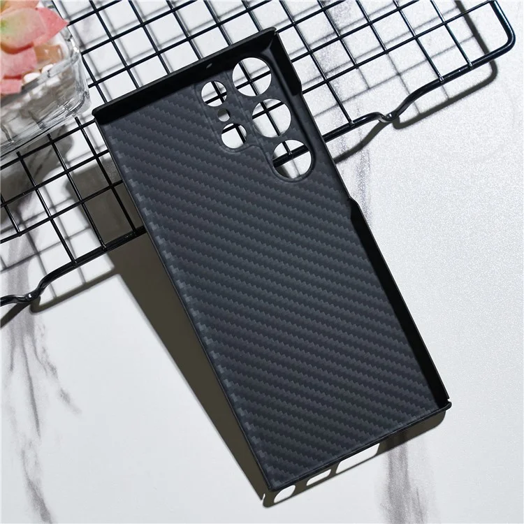 Für Samsung Galaxy S23 Ultra Case 1500D Grobe Textur Aramid-Faser Anti-Scratch Precise Cutout Phone Back Shell - Schwarz