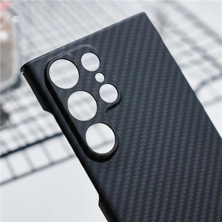 Für Samsung Galaxy S23 Ultra Case 1500D Grobe Textur Aramid-Faser Anti-Scratch Precise Cutout Phone Back Shell - Schwarz