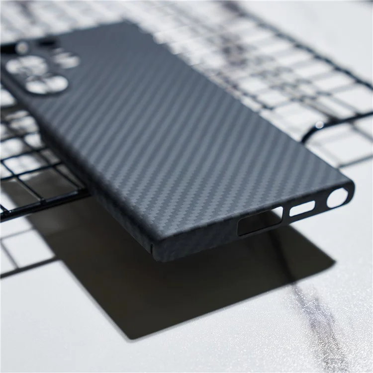 Für Samsung Galaxy S23 Ultra Case 1500D Grobe Textur Aramid-Faser Anti-Scratch Precise Cutout Phone Back Shell - Schwarz