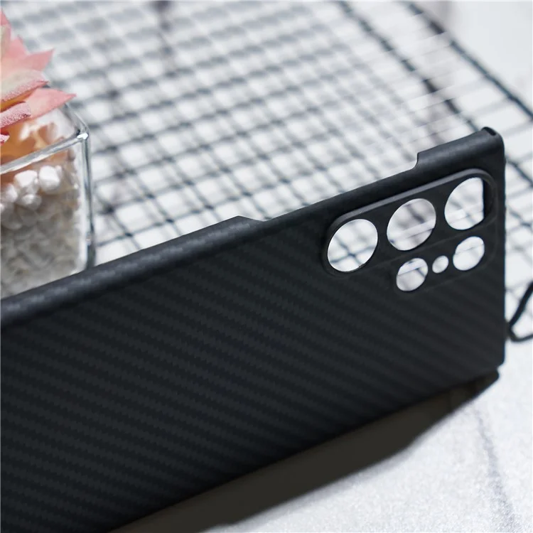 Für Samsung Galaxy S23 Ultra Case 1500D Grobe Textur Aramid-Faser Anti-Scratch Precise Cutout Phone Back Shell - Schwarz