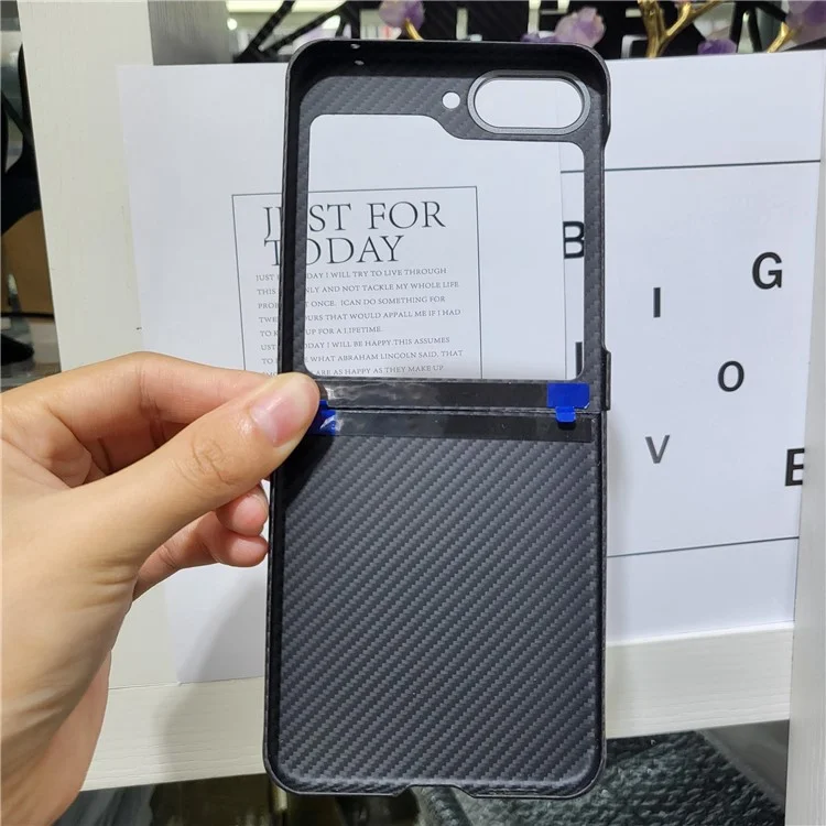 Для чехла Samsung Galaxy Z Flip5 5G 600D Тонкая текстура Металлический каркас объектива Aramid Fiber Корпус телефона