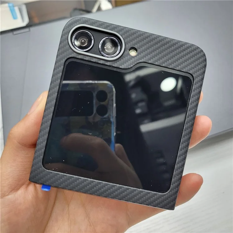 Для чехла Samsung Galaxy Z Flip5 5G 600D Тонкая текстура Металлический каркас объектива Aramid Fiber Корпус телефона