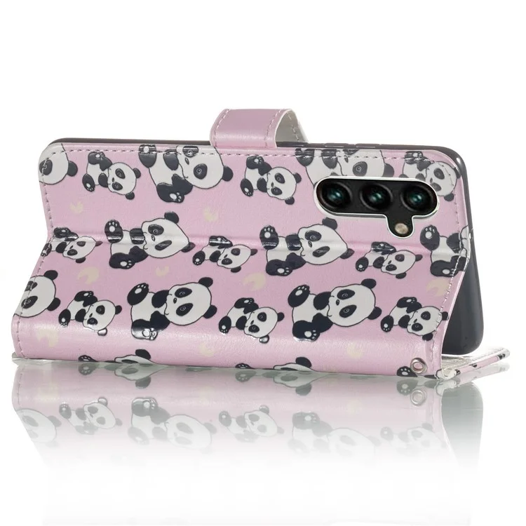 For Samsung Galaxy A35 5G Leather Wallet Case Magnetic Closure Pattern Phone Cover - Panda