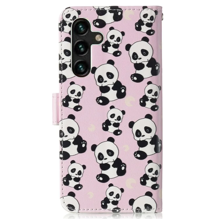 For Samsung Galaxy A35 5G Leather Wallet Case Magnetic Closure Pattern Phone Cover - Panda